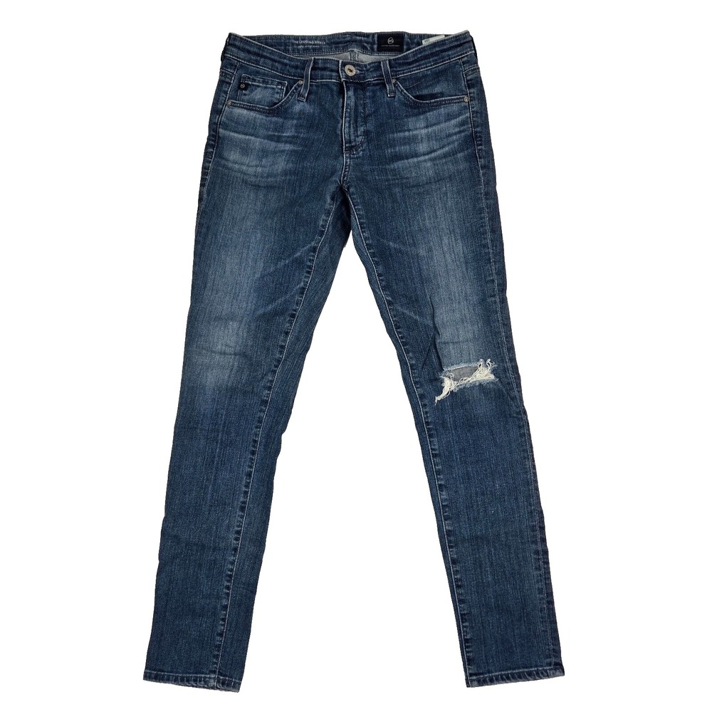 AG Adriano Goldschmied Distressed Super Skinny Ankle Stretch Blue Jeans Size 26R